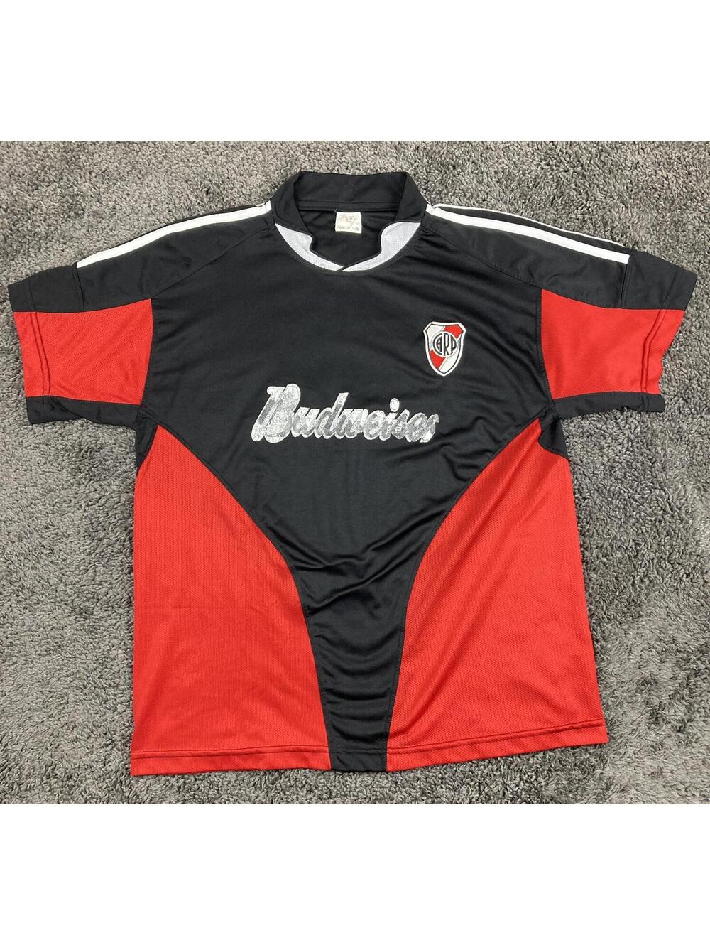Vintage River Plate Jersey 2004/2005 Budweiser Soccer Shirt Black Red Size L